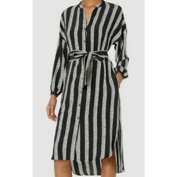 DUBGEE by WHOOPI Dresses & Skirts - Dubgee By Whoopi Womens Long Sleeve Shirt Dress 3X Black Stripe Belted Pockets